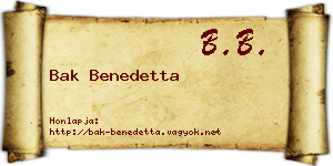 Bak Benedetta névjegykártya